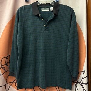Vintage Golf Classics houndstooth print long sleeve polo, XL